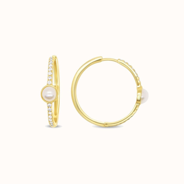 Mini Pearl CZ Hoop L