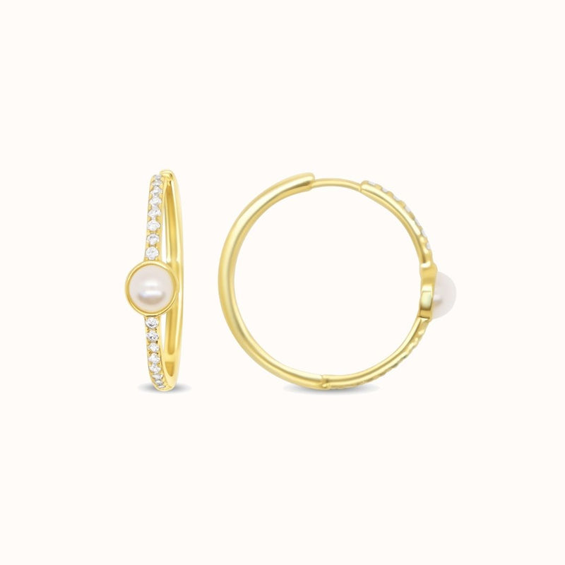 Mini Pearl CZ Hoop L