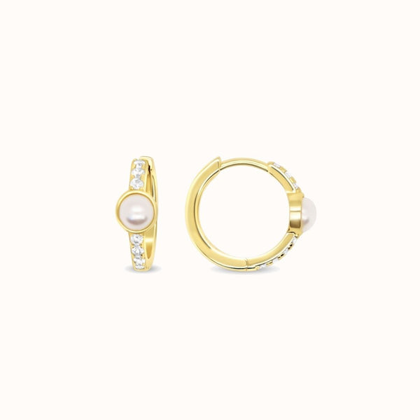 Mini Pearl CZ Hoop M