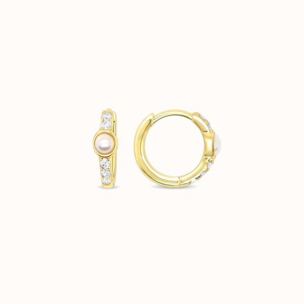 Mini Pearl CZ Hoop S