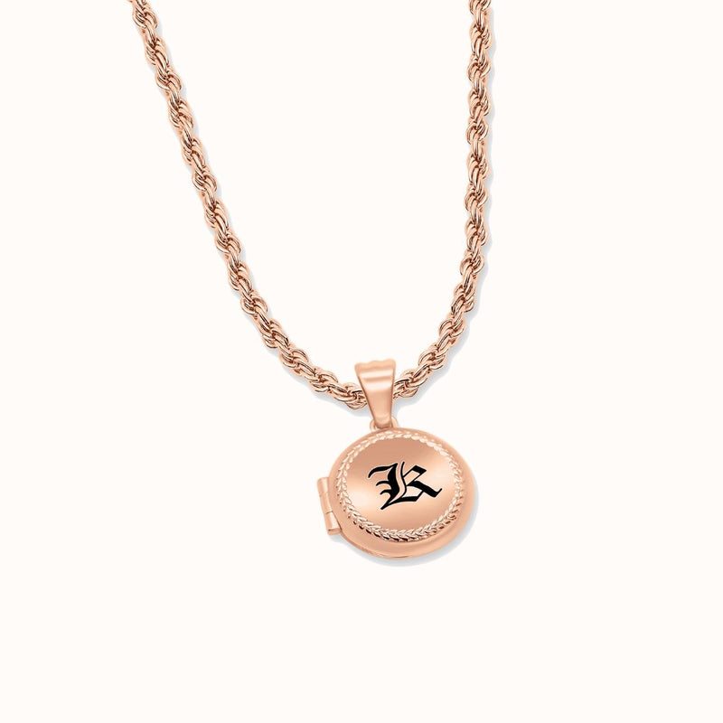 Maile Border Round Initial Locket