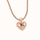 Maile Border Heart-Shaped Initial Locket